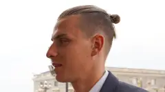 Andriy Lunin en un acto del Real Madrid en 2022
