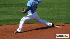 Eddie Gamboa with the Tampa Bay Rays in 2016 Spring Training (foto de archivo)