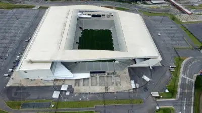 Vista aérea da Arena Corinthians, em Itaquera