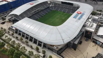 Aerial view of BMO Stadium in Los Angeles