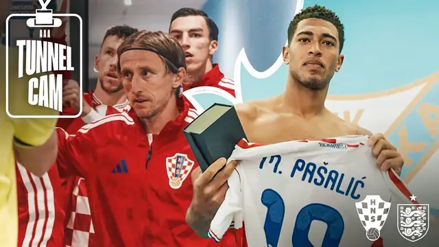 Kane and Modrić reunite 🤝 Bellingham shirt swap 👕 | Croatia v England | Tunnel Cam