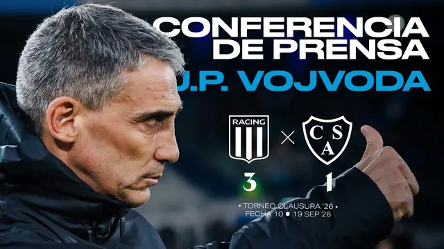 Conferencia de prensa de J.P. Vojvoda | Clausura'26 #10 | Racing Club 3 vs Sarmiento 1 (19/9/26)