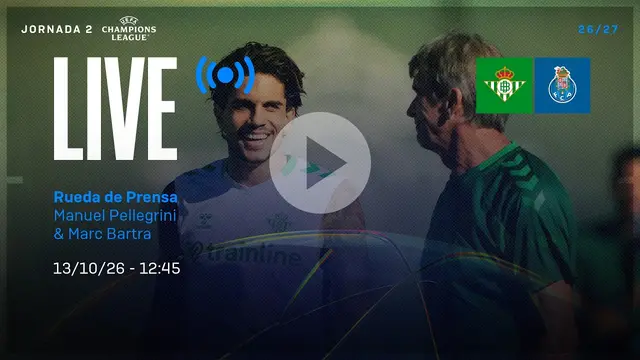 🚨 DIRECTO | Rueda de prensa de Manuel Pellegrini y Marc Bartra previa al #RealBetisFCPorto ⚽💚